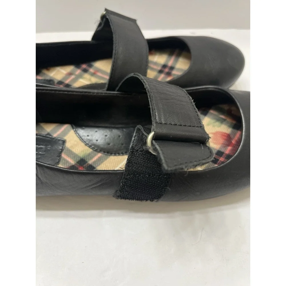 Børn Malli Mary Jane Leather Flats Black Hook & Loop Strap Comfort Women's 8